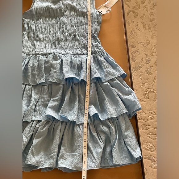 NEW Calvin Klein Blue Smocked & Tiered Sleeveless Dress. - Picture 6 of 9